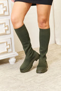 WILD DIVA Footwear Knee High Platform Sock Boots-Teresa's Fashionista LLC