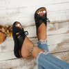 Tied Open Toe Low Heel Sandals-Teresa's Fashionista LLC