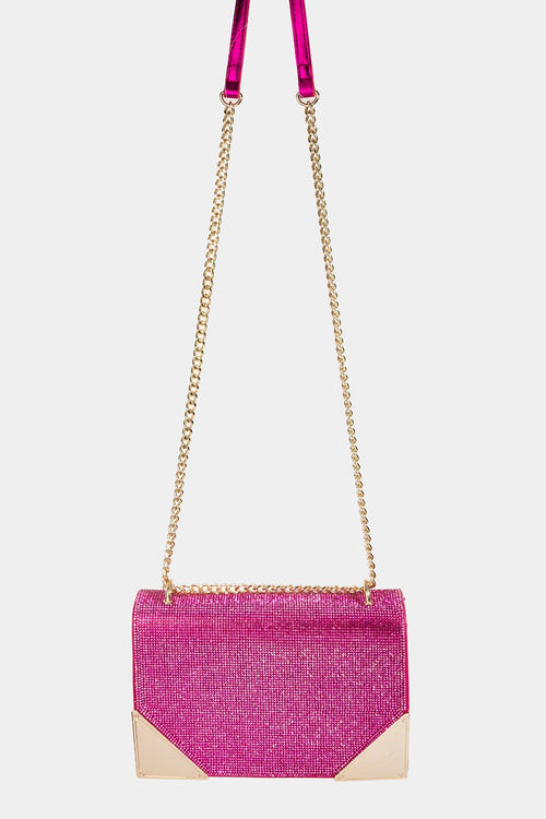 Fame Rhinestone Studded Rectangle Crossbody Bag-Teresa's Fashionista LLC