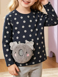 Children's Koala Plush Pocket Polka Dot T-Shirt
