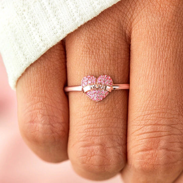 MOM Heart Shape 925 Sterling Silver Engraved Ring-Teresa's Fashionista LLC