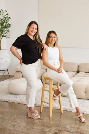 RFM Mini Mia Full Size Tummy Control High Waist Raw Hem Jeans-Teresa's Fashionista LLC