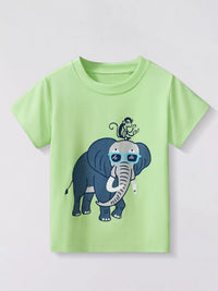 Children's Elephant & Monkey Short Sleeve T-Shirt