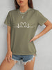 Heart Round Neck Short Sleeve T-Shirt-Teresa's Fashionista LLC