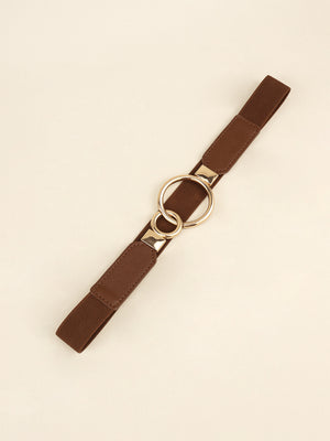 Double Ring Buckle Elastic PU Belt-Teresa's Fashionista LLC
