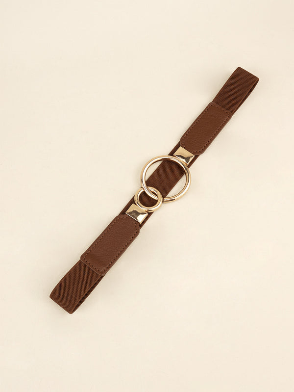 Double Ring Buckle Elastic PU Belt-Teresa's Fashionista LLC