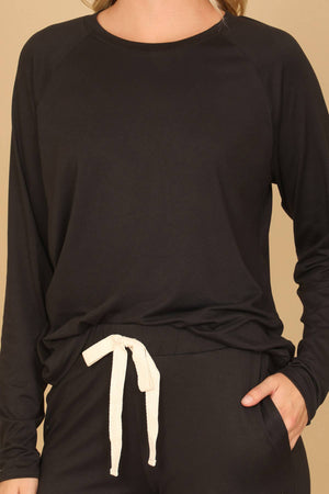 YMP40001V-SOLID LONG SLEEVE TOP AND JOGGERS SET