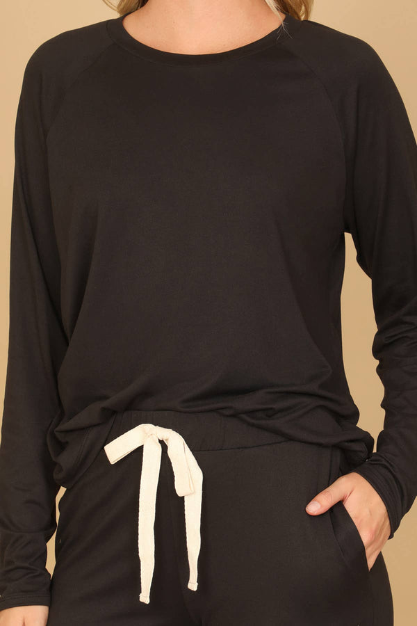 YMP40001V-SOLID LONG SLEEVE TOP AND JOGGERS SET