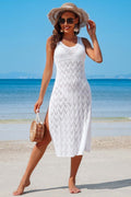 Side Split Crochet Coverup Long Beach Dress-Teresa's Fashionista LLC