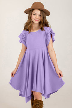 Round Neck Petal Sleeve Dress-Teresa's Fashionista LLC