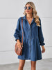 Button Up Flounce Sleeve Mini Denim Dress-Teresa's Fashionista LLC