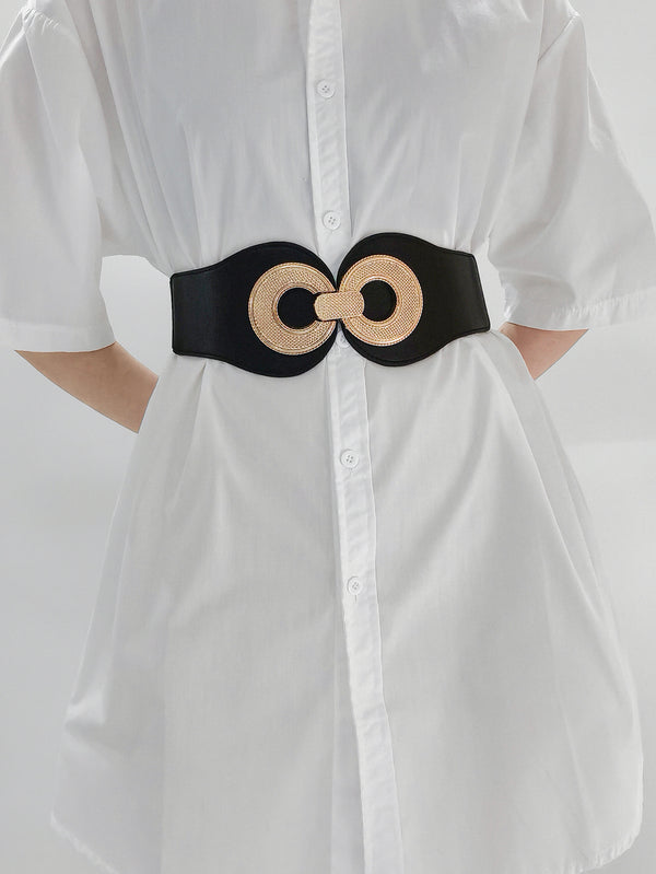 Alloy Buckle Elastic PU Belt-Teresa's Fashionista LLC