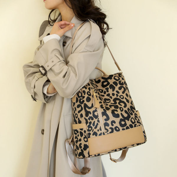 Leopard PU Leather Backpack Bag-Teresa's Fashionista LLC