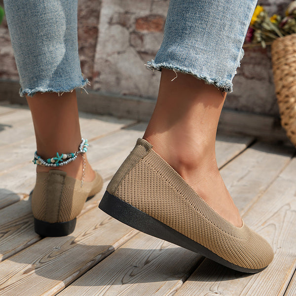 Round Toe Knit Ballet Flats-Teresa's Fashionista LLC