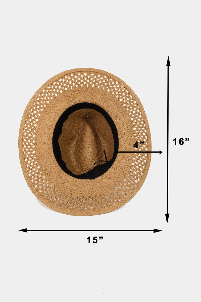 Fame Basket Weave Straw Sun Hat-Teresa's Fashionista LLC