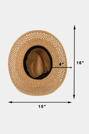Fame Basket Weave Straw Sun Hat-Teresa's Fashionista LLC