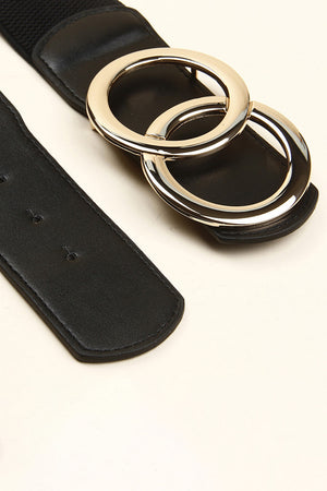 Zinc Alloy Buckle Elastic PU Belt-Teresa's Fashionista LLC
