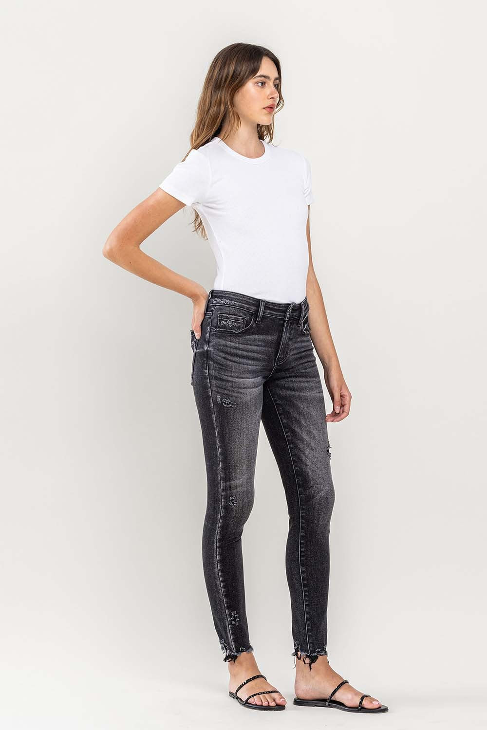 Lovervet Raw Hem Cropped Skinny Jeans - Teresa's Fashionista LLC