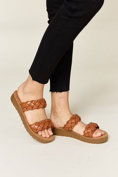 WILD DIVA Woven Dual Band Platform Sandals-Teresa's Fashionista LLC