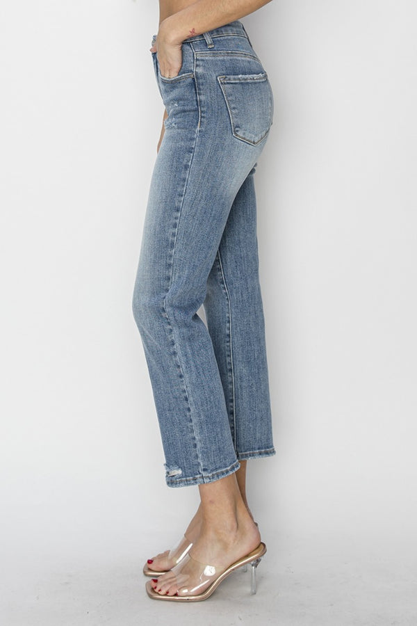 RISEN Full Size High Waist Distressed Cropped Jeans - Teresa's Fashionista LLC