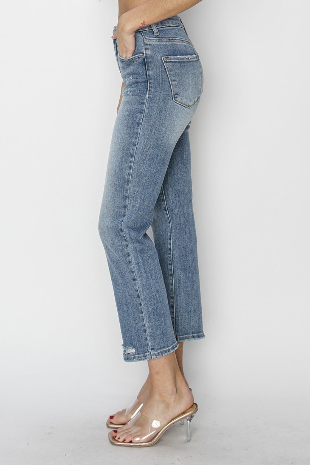 RISEN Full Size High Waist Distressed Cropped Jeans - Teresa's Fashionista LLC