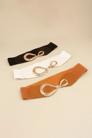 Ribbed Alloy Buckle Elastic Belt-Teresa's Fashionista LLC