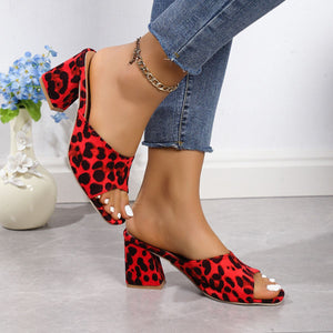 Leopard Block Heel Suede Sandals-Teresa's Fashionista LLC
