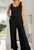 Textured Round Neck Top and Wide Leg Pants Set-Teresa's Fashionista LLC