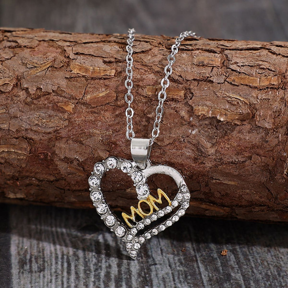Alloy Inlaid Zircon Heart Pendant Necklace-Teresa's Fashionista LLC