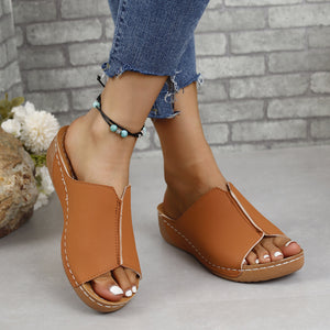 PU Leather Open Toe Sandals-Teresa's Fashionista LLC