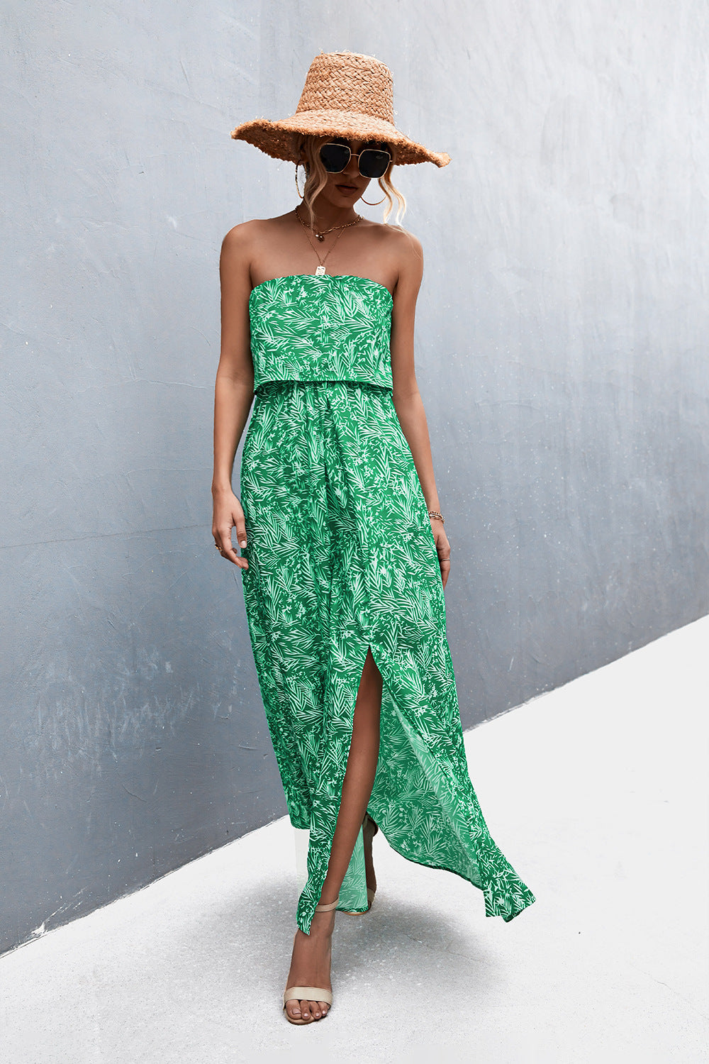 Strapless Split Maxi Dress-Teresa&#39;s Fashionista LLC