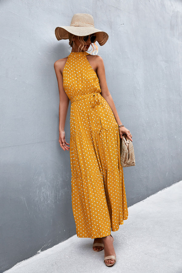 Printed Sleeveless Tie Waist Maxi Dress-Teresa's Fashionista LLC