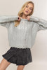 HYFVE Distressed Cable-Knit Round Neck Long Sleeve Sweater - Teresa's Fashionista LLC