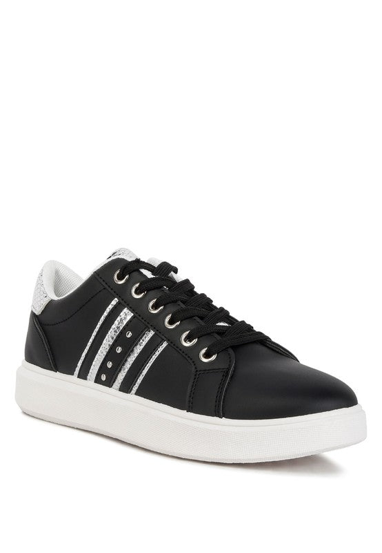 Claude Faux Leather Back Panel Detail Sneakers-Teresa&#39;s Fashionista LLC
