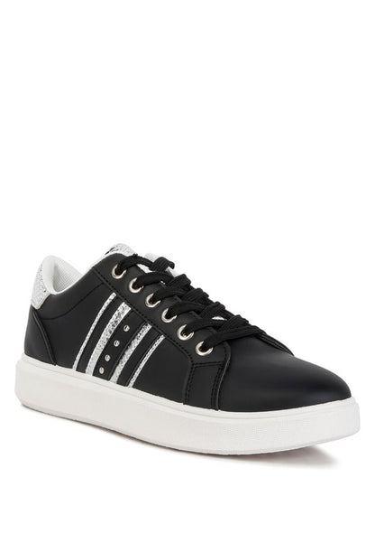 Claude Faux Leather Back Panel Detail Sneakers-Teresa&#39;s Fashionista LLC