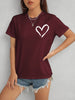 Heart Round Neck Short Sleeve T-Shirt-Teresa's Fashionista LLC