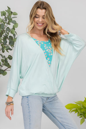 Celeste Full Size Floral Round Neck Top with Two Layer Detail - Teresa's Fashionista LLC