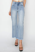 RISEN High Rise Crop Wide Fray Hem Jeans - Teresa's Fashionista LLC