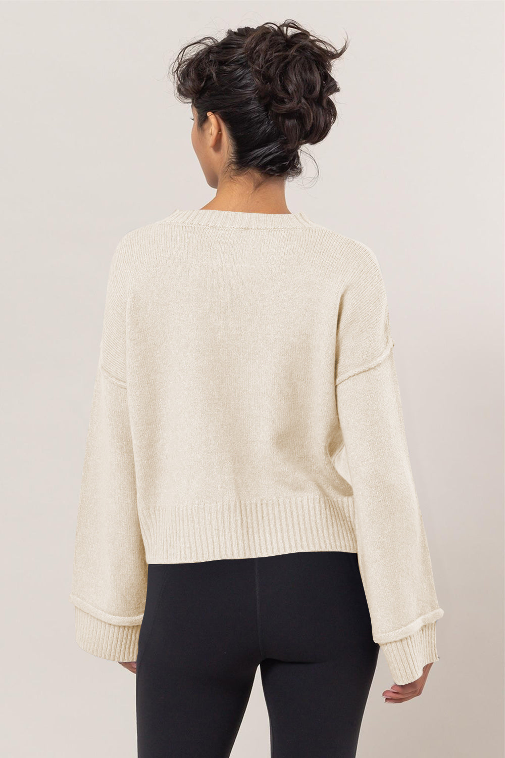 HYFVE Round Neck Dropped Shoulder Ribbed Sweater - Teresa's Fashionista LLC