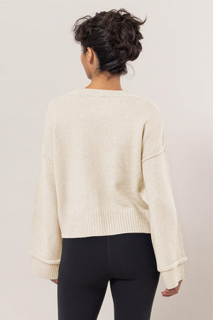 HYFVE Round Neck Dropped Shoulder Ribbed Sweater - Teresa's Fashionista LLC
