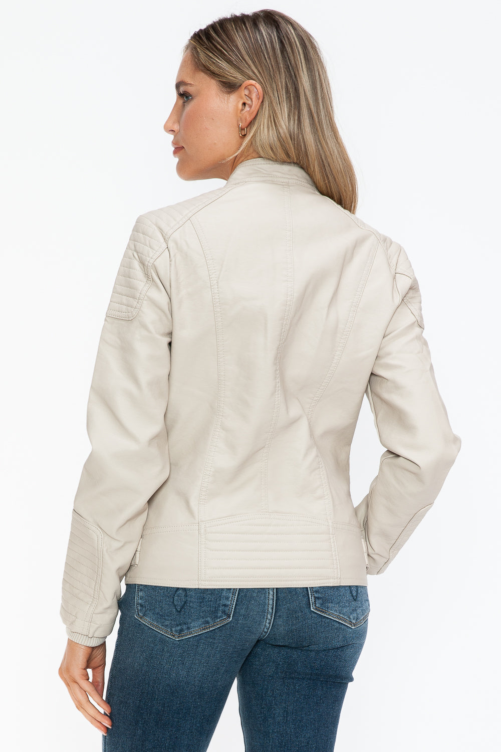 Snobbish Faux Leather Biker Jacket with Side Zip Pockets - Teresa's Fashionista LLC