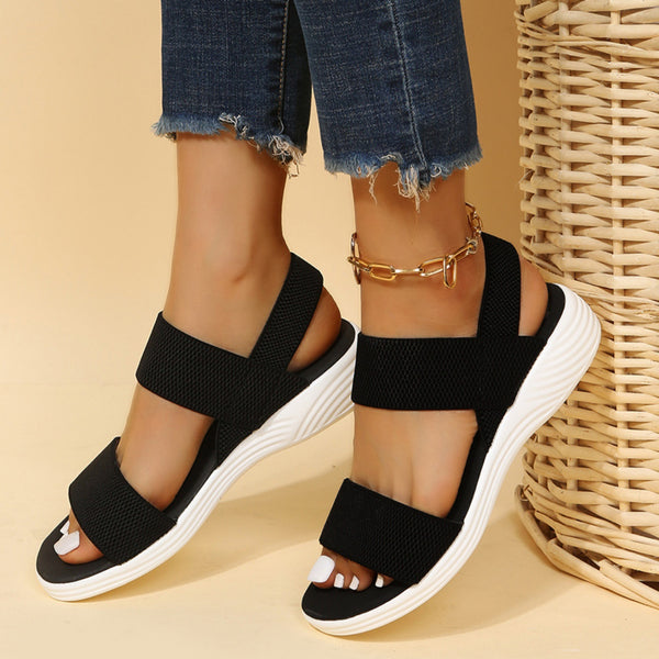 Rubber Open Toe Low Heel Sandals-Teresa's Fashionista LLC