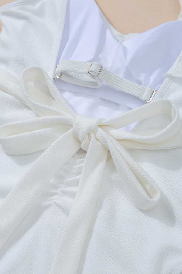Ruffled V-Neck Wide Strap One-Piece Swimwear-Teresa's Fashionista LLC