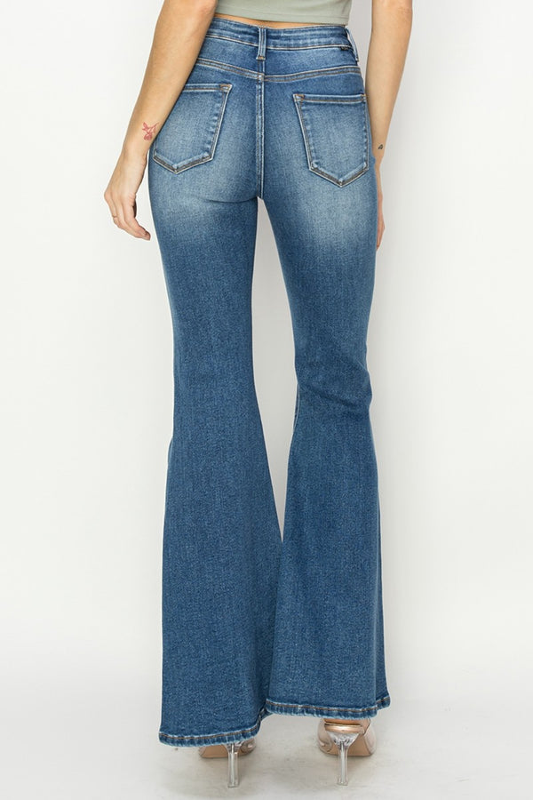 RISEN Full Size High Rise Front Seam Detailed Flare Jeans-Teresa's Fashionista LLC