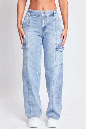 YMI Jeanswear High-Rise Straight Cargo Jeans-Teresa's Fashionista LLC