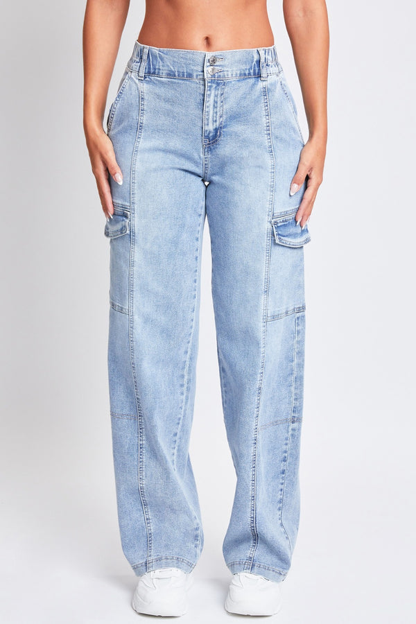 YMI Jeanswear High-Rise Straight Cargo Jeans-Teresa's Fashionista LLC