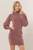 HYFVE Glitter Mock Neck Long Sleeve Mini Dress - Teresa's Fashionista LLC