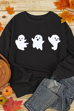 Ghost Round Neck Long Sleeve Sweatshirt - Teresa's Fashionista LLC