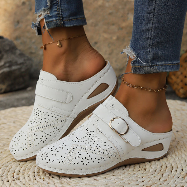 Suede Round Toe Wedge Sandals-Teresa's Fashionista LLC