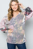 Celeste Tie-Dye V-Neck Printed Sleeve Blouse - Teresa's Fashionista LLC